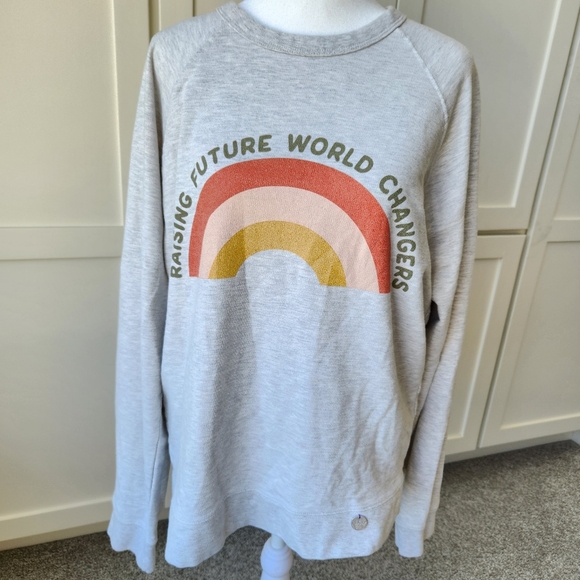 Crowned Free Gray Sweatshirt Raising Future World Changers Graphic Cute Medium - Picture 1 of 17